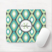 Monogram Ikat Diamonds Muster Aquamarin Minze Mousepad (Mit Mouse)