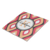 Monogram Ikat Diamonds Pattern Pink Grau Fliese (Seite)