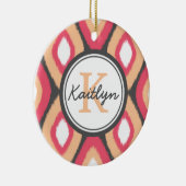 Monogram Ikat Diamonds Pattern Pink Grau Keramikornament (Rechts)