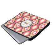 Monogram Ikat Diamonds Pattern Pink Grau Laptopschutzhülle (Vorne Knopf)