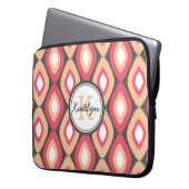 Monogram Ikat Diamonds Pattern Pink Grau Laptopschutzhülle (Vorderseite Links)