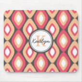 Monogram Ikat Diamonds Pattern Pink Grau Mousepad (Vorne)