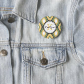Monogram Ikat Diamonds Pattern Sage Gelb Button (Beispiel)