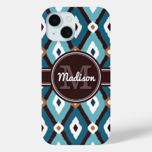 Monogram Ikat Muster Blau und braun Case-Mate iPhone Hülle