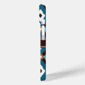 Monogram Ikat Muster Blau und braun Case-Mate iPhone Hülle (Rückseite / Links)