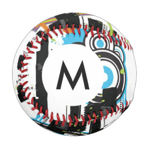 Monogram Illustration of a grungy city scape Baseball