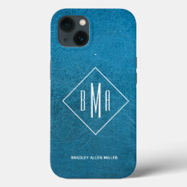 Monogram Imitate Blauer Leder Case-Mate iPhone Hülle