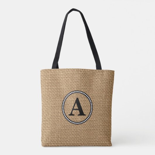 Monogram Imitate Burlap Drucktasche Tasche (Rückseite)
