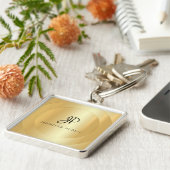 Monogram Imitate Gold Dein Name Elegante Vorlage Schlüsselanhänger (Seite)