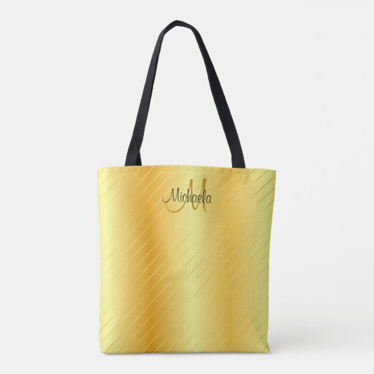 Monogram Imitate Gold Elegante Moderne Vorlage Tasche (Rückseite)