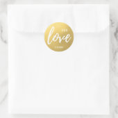 Monogram Imitate Gold Foil LIEBE Script Black Wedd Runder Aufkleber (Tasche)