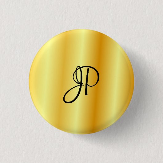 Monogram Imitate Gold Metallic Look Elegante Vorla Button (Vorderseite)
