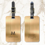 Monogram Imitate Gold-Metallstahl Personalisiert g Gepäckanhänger<br><div class="desc">Monogram Imitate Gold-Metall-Styling-Personalisierte Gepäckmarke</div>