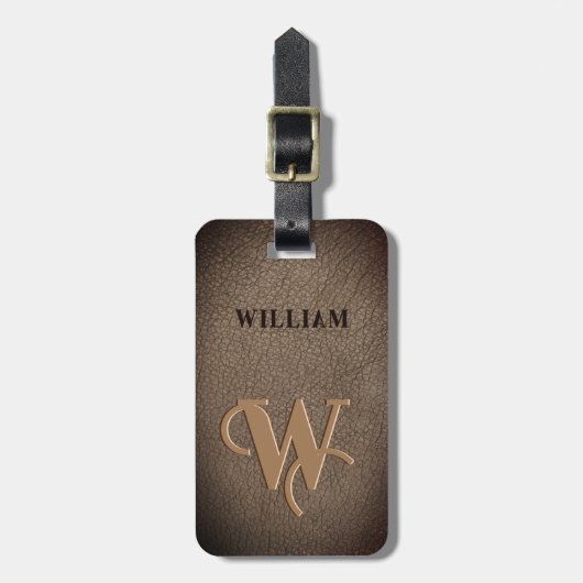 Monogram Imitate Leather Dunkelbraun Gepäckanhänger (Vorderseite vertikal)