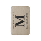 Monogram Imitate Leinen Burlap rustic Erstehe Badematte (Vorderseite Vertikal)