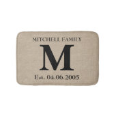 Monogram Imitate Leinen Burlap rustic Erstehe Badematte (Vorderseite)