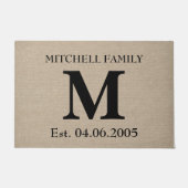 Monogram Imitate Leinen Burlap rustic Erstehe Fußmatte (Vorderseite)