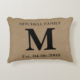 Monogram Imitate Leinen Burlap rustic Erstehe Zierkissen