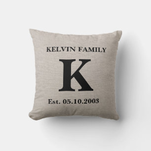 Monogram Imitate Leinen Burlap rustikal chic Initi Kissen