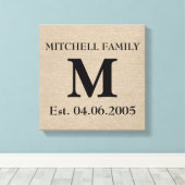 Monogram Imitate Leinen Burlap rustikal chic Initi Leinwanddruck (Insitu (Holzboden))