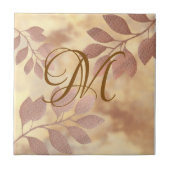 Monogram Imitate Rose Gold Blätter Keramik Tile Fliese (Vorderseite)