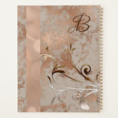 Monogram Imitate Rose Gold Floral Swirl Planner Planer (Rückseite)