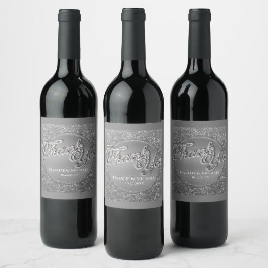 Monogram Imitate Silver Foil Custom Wine Label Weinetikett (Flaschen)