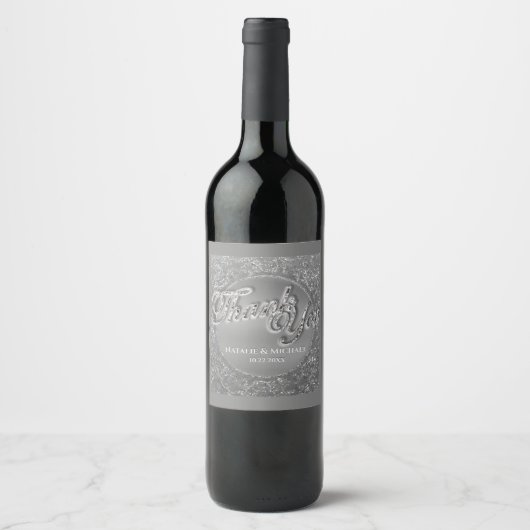 Monogram Imitate Silver Foil Custom Wine Label Weinetikett (Vorderseite)