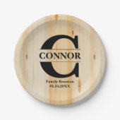 Monogram Imitats Butcher Block Wood | PERSONALISIE Pappteller (Vorderseite)