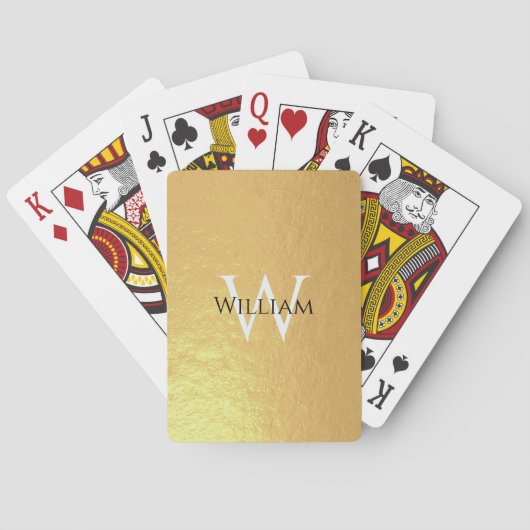 Monogram Imitats Gold Foil Individuelle Name Initi Spielkarten (Rückseite)