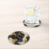 Monogram Imitats Hochzeit Gold, Schwarz & Weiß Untersetzer (Vor Ort)