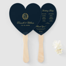Monogram in Gold Wreath Blue Heart Wedding Program