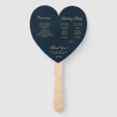 Monogram in Gold Wreath Blue Heart Wedding Program Fächer (Rückseite)