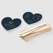 Monogram in Gold Wreath Blue Heart Wedding Program Fächer (Non-assembled)