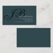 Monogram Indigo Black Consultant Business Card Visitenkarte (Vorne/Hinten)