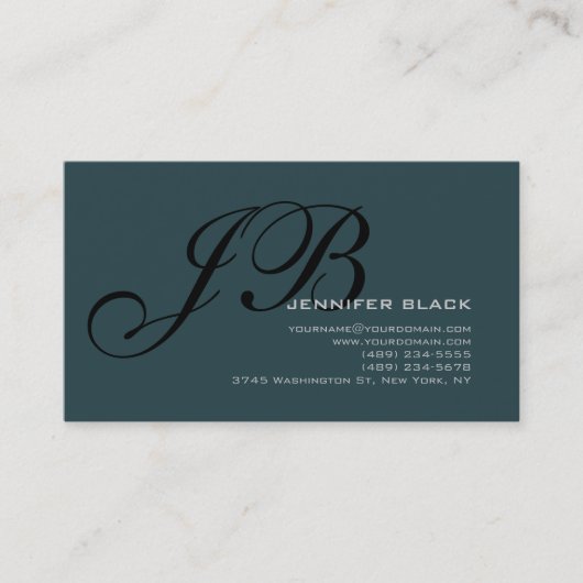 Monogram Indigo Black Consultant Business Card Visitenkarte (Vorderseite)