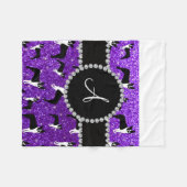 Monogram Indigo lila Glitzer Boston Terrier Fleecedecke (Vorderseite (Horizontal))
