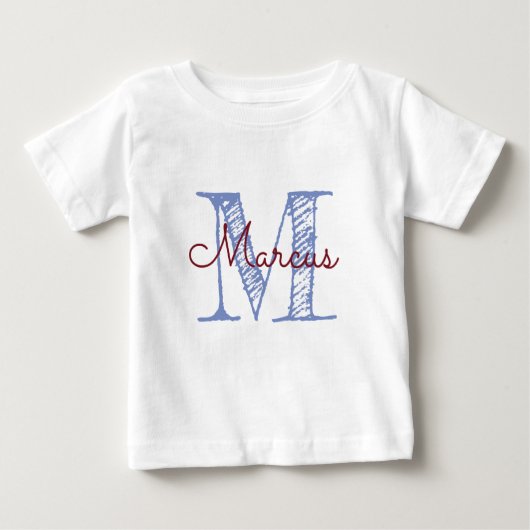 Monogram Individuelle Name Baby Boy Baby T-shirt (Vorderseite)