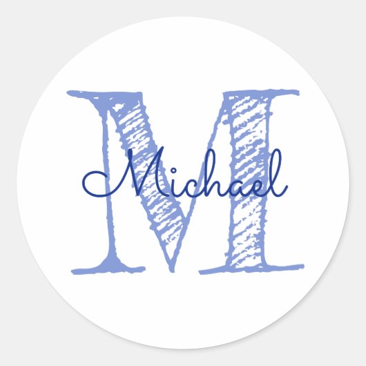 Monogram Individuelle Name Boy Closing Kids' Label Runder Aufkleber (Vorderseite)