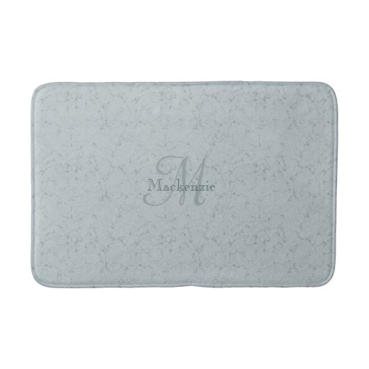 Monogram Individuelle Name Elegant Marble Dusty Bl Badematte (Vorderseite)