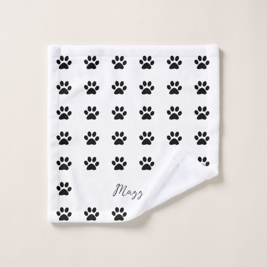 Monogram-Individuelle Name für Schwarz-weißes Druc Badhandtuch Set (Waschlappen)