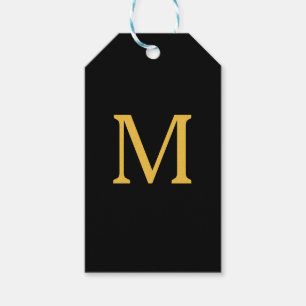 Monogram Individuelle Name Gold Black Elegant Geschenkanhänger
