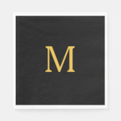 Monogram Individuelle Name Gold Black Elegant Serviette (Vorderseite)