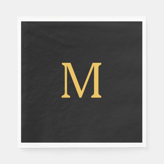 Monogram Individuelle Name Gold Black Elegant Serviette (Vorderseite)