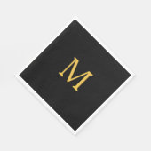 Monogram Individuelle Name Gold Black Elegant Serviette (Ecke)
