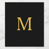Monogram Individuelle Name Gold Black Elegant Weinetikett (Einzelnes Label)
