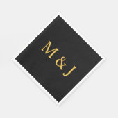 Monogram Individuelle Name Gold Black Modern Serviette (Ecke)