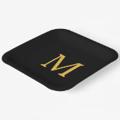 Monogram Individuelle Name Gold Golden Black Pappteller (Gewinkelt)
