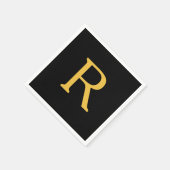 Monogram Individuelle Name Gold Golden Black Serviette (Ecke)