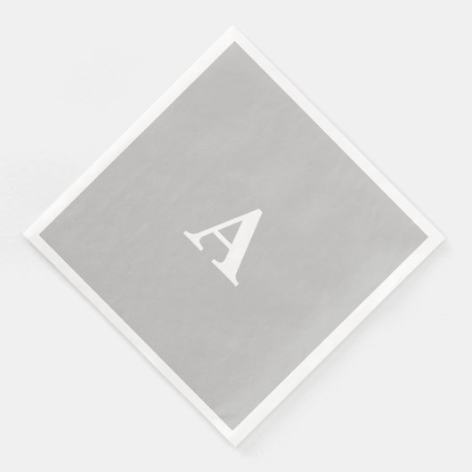 Monogram Individuelle Name Grau-Weiß-Party Serviette (Ecke)